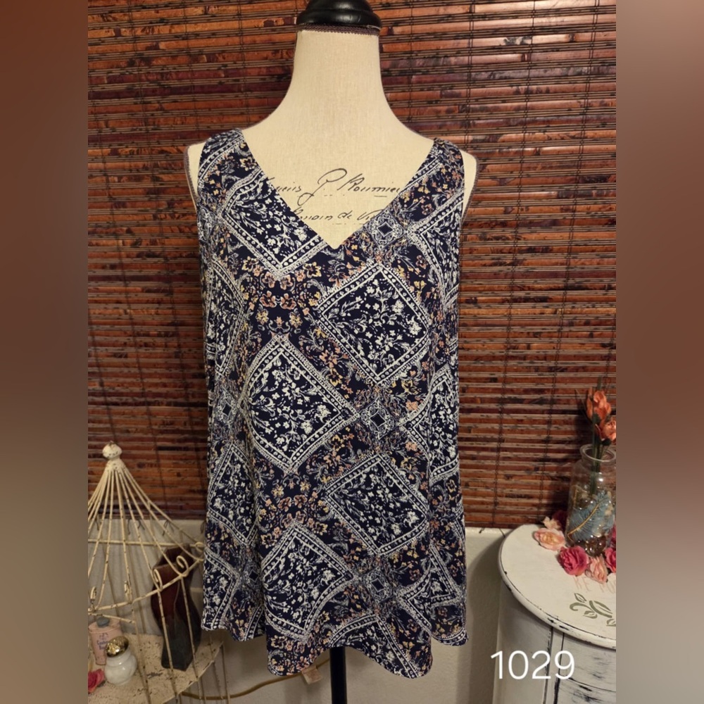 Maurices Blue and White Patterned Blouse